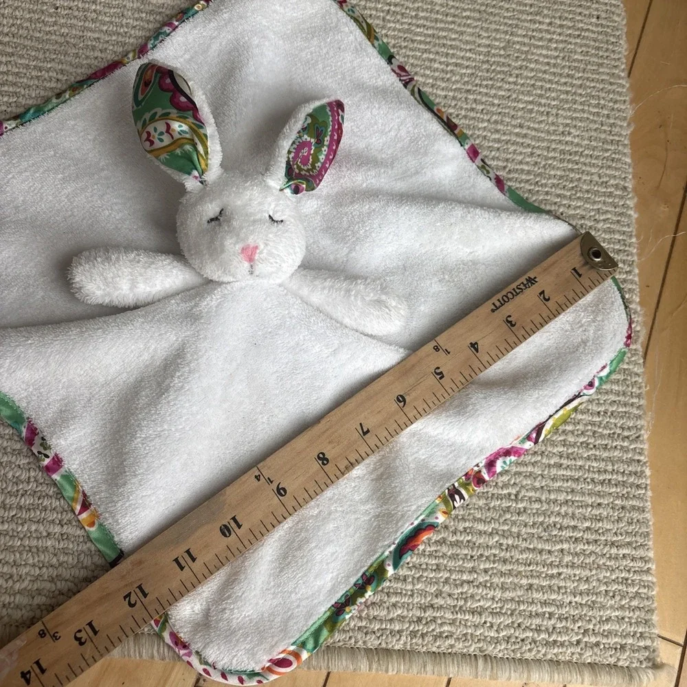 Vera Bradley Baby Lovey Bunny White/PINK Security Blanket Rabbit Bunny